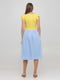 Синьо-жовта сукня-ліхтарик з воланами на плечах | 6533220 | фото 2