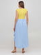 Асиметрична синьо-жовта сукня зі шлейфом | 6533226 | фото 2