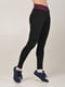Легінси спортивні чорні з фіолетовою резинкою | 6528474 | фото 2