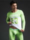 Бавовняна піжама зелена: лонгслів і кальсони | 6529050 | фото 3