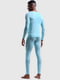Хлопковая пижама голубая: лонгслив и кальсоны | 6530471 | фото 3