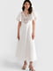 Льняна вишита сукня молочного кольору “Лебедівка” з рослинним орнаментом | 6547246