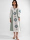 Льняна вишита сукня молочно-оливкового кольору “Олександрія”  | 6547261