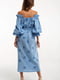 Льняна блакитна сукня-вишиванка «Барвінок» у рослинно-геометричній тематиці | 6547306 | фото 2