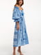 Льняна блакитна сукня-вишиванка «Барвінок» у рослинно-геометричній тематиці | 6547306 | фото 3