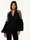 Чорна льняна блуза-вишиванка “Марево” | 6547457