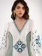 Льняна вишита сукня молочно-оливкового кольору “Олександрія”  | 6547261 | фото 4