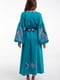 Льняна сукня-вишиванка бірюзового кольору «Вирій» | 6547335 | фото 2