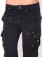 Джинсы-скинни черные декорированные с накладными карманами | 364229 | фото 3