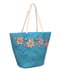 Пляжна сумка бірюзового кольору з квітковою вишивкою | 3054761 | фото 2