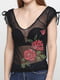 Блуза черная с цветочным принтом | 6536938 | фото 3