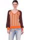 Пуловер бордово-помаранчевого кольору в смужку | 6538364