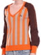 Пуловер бордово-помаранчевого кольору в смужку | 6538364 | фото 3