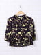 Блуза салатовая с черным цветочным принтом | 6540141