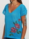 Блуза голубая с цветочным принтом | 6540617 | фото 3