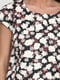 Блуза черно-молочного цвета с цветочным принтом | 6540928 | фото 4