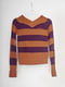 Пуловер помаранчевого кольору у фіолетову смужку  | 6541228 | фото 2