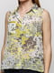 Блуза желто-серая с цветочным принтом | 6542157 | фото 3