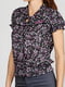Блуза черно-фиолетовая с цветочным принтом | 6542543 | фото 3