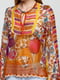 Блуза оранжевая с принтом из вискозы | 6542758 | фото 3