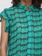 Блуза зеленая с принтом | 6542969 | фото 4