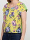 Блуза желтая с разноцветным цветочным принтом | 6544334 | фото 3