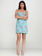 Сукня-міні м’ятного кольору в квітковий принт | 6546200