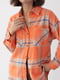 Теплая оранжевая рубашка в клетку на пуговицах | 6547776 | фото 4