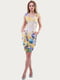 Сукня жовто-блакитна з квітковим принтом | 6383535 | фото 2