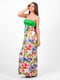 Платье А-силуэта зеленое с цветочным принтом | 6383709 | фото 5