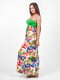 Платье А-силуэта зеленое с цветочным принтом | 6383709 | фото 2