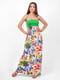 Платье А-силуэта зеленое с цветочным принтом | 6383709 | фото 3