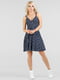 Сукня А-силуету синя в квітковий принт | 6383915 | фото 2