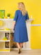 Платье А-силуэта голубое с цветочным принтом | 6383937 | фото 2