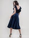 Платье А-силуэта синее велюровое | 6384286 | фото 4