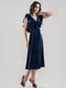 Платье А-силуэта синее велюровое | 6384286 | фото 2
