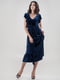 Платье А-силуэта синее велюровое | 6384286 | фото 3
