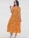 Сукня А-силуету жовта в принт | 6384745 | фото 3