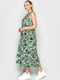 Платье А-силуэта зеленое в принт | 6384967 | фото 2