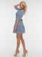 Сукня А-силуету синя в принт | 6547834 | фото 2
