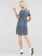 Платье А-силуэта синее с белым принтом с  застежкой на пуговицы | 6547865 | фото 3