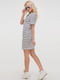 Короткое льняное платье в серо-белую полоску | 6547876 | фото 2