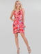 Сукня А-силуету коралового кольору в принт | 6547884 | фото 2