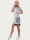 Платье-футболка серое с принтом | 6547895 | фото 3