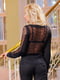 Ефектна чорна блуза із вставками гіпюру | 6547963 | фото 3
