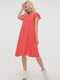 Штапельна сукня А-силуету червона з принтом і рукавами-крильцями | 6547970 | фото 2