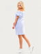 Платье в бело-голубую полоску с открытыми плечами из хлопка | 6548014 | фото 3