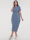 Сукня синя з віскозного трикотажу з абстрактним малюнком | 6548097 | фото 2