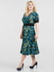 Платье А-силуэта бирюзового цвета в принт | 6548118 | фото 2