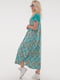 Платье из мягкого трикотажа вискозы с абстрактным принтом бирюзового цвета | 6548138 | фото 5